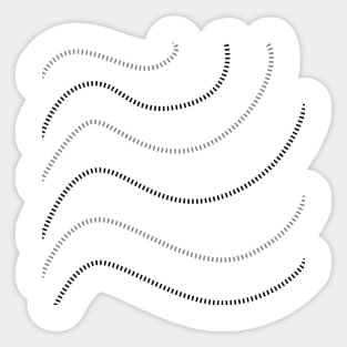 Modern Minimalist Wavy thin lines black and white Sticker